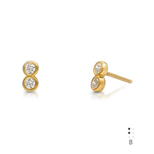 Load image into Gallery viewer, Braille Initial "B" Diamond Bezel Earrings