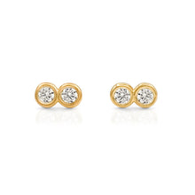 Load image into Gallery viewer, Braille Initial "C" Diamond Bezel Earrings