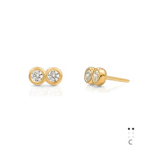 Load image into Gallery viewer, Braille Initial "C" Diamond Bezel Earrings