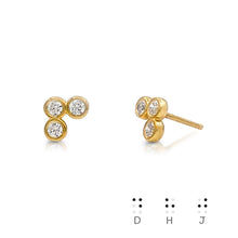 Load image into Gallery viewer, Braille Initial "D/ H/ J" Diamond Bezel Earrings