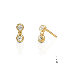 Load image into Gallery viewer, Braille Initial "K" Diamond Bezel Earrings