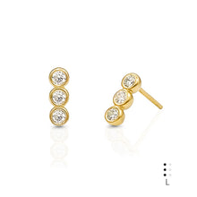 Load image into Gallery viewer, Braille Initial "L" Diamond Bezel Earrings