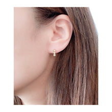 Load image into Gallery viewer, Braille Initial "L" Diamond Bezel Earrings