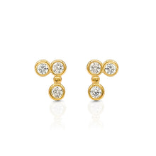 Load image into Gallery viewer, Braille Initial "M" Diamond Bezel Earrings