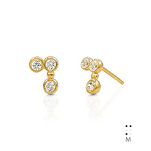 Load image into Gallery viewer, Braille Initial "M" Diamond Bezel Earrings