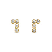 Load image into Gallery viewer, Braille Initial "P" Diamond Bezel Earrings