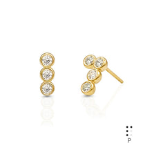 Load image into Gallery viewer, Braille Initial "P" Diamond Bezel Earrings