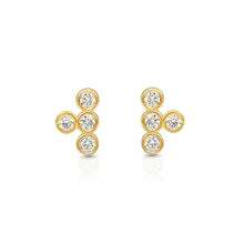 Load image into Gallery viewer, Braille Initial "R" Diamond Bezel Earrings