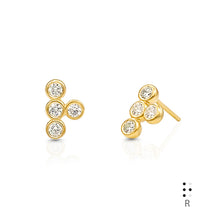 Load image into Gallery viewer, Braille Initial "R" Diamond Bezel Earrings