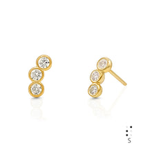 Load image into Gallery viewer, Braille Initial "S" Diamond Bezel Earrings