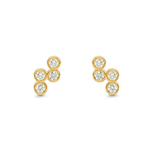 Load image into Gallery viewer, Braille Initial "T" Diamond Bezel Earrings