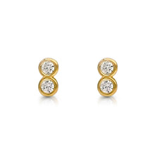 Load image into Gallery viewer, Braille Initial &quot;B&quot; Diamond Bezel Earrings
