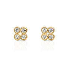 Load image into Gallery viewer, Braille Initial &quot;G&quot; Diamond Bezel Earrings
