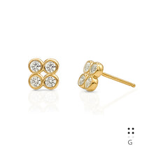 Load image into Gallery viewer, Braille Initial &quot;G&quot; Diamond Bezel Earrings
