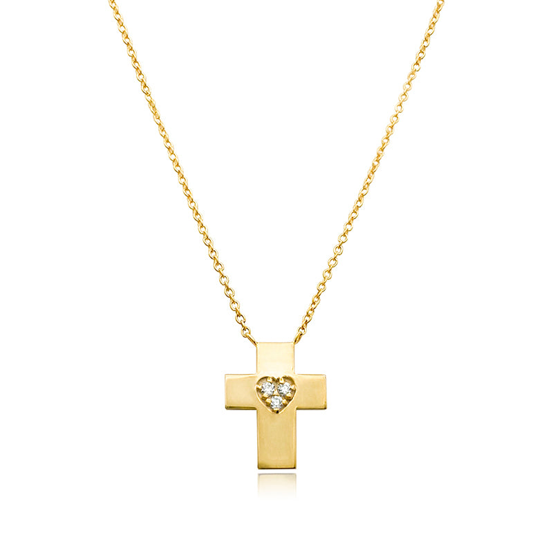 Cross Heart Diamond Necklace